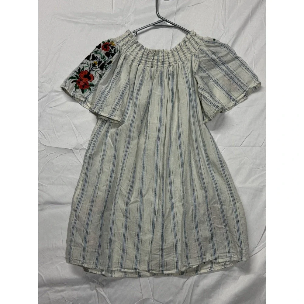 TRF Collection Women's XS Floral Embroidery Off-The-Shoulder Short-Sleeve Dress - Picture 7 of 12